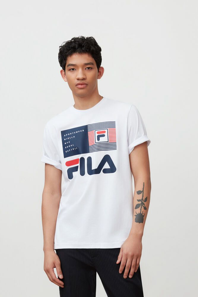 Fila T Skjorte Herre Hvite Celso Graphic 026815-JDR